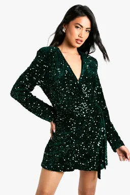 Mono corto terciopelo y lentejuelas de Boohoo en Monos para argentina