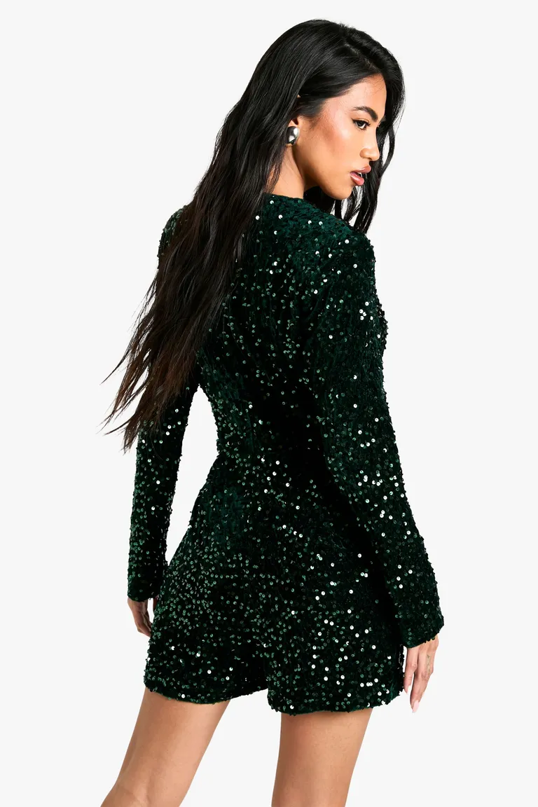 Mono corto terciopelo y lentejuelas de Boohoo en Monos para argentina