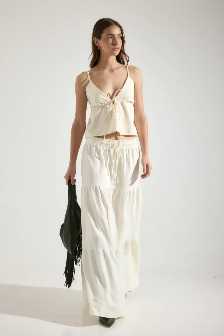 Falda de lino de tiro bajo con elástico en la cintura - Diseño elegante y versátil de Audaz en Faldas para argentina