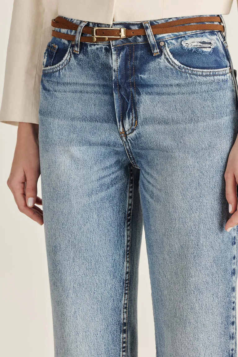 Pantalón de Denim de Tiro Alto y Calce Relajado para Mujer de Tucci en Pantalones para argentina