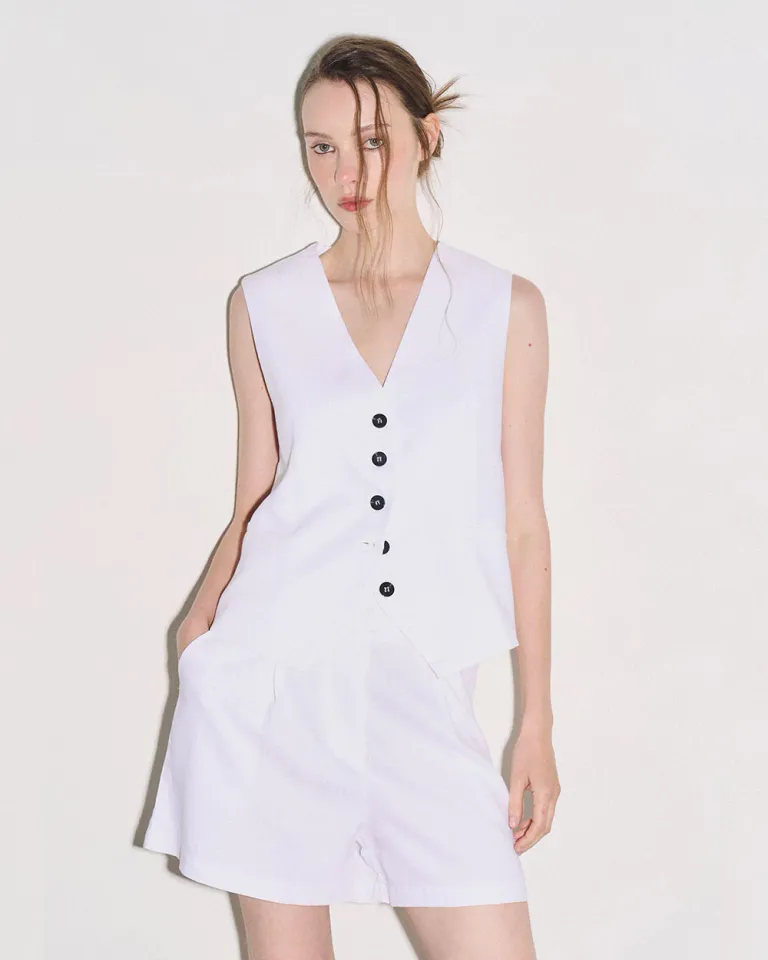 Chaleco oversized de lino, prenda de vestir elegante y versátil para mujer de Sky en Chalecos para argentina