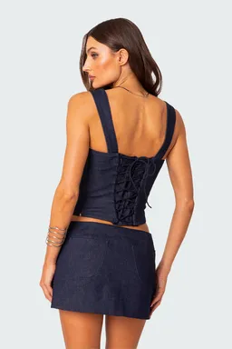Corset jemma denim con cordones de Edikted en Tops para argentina
