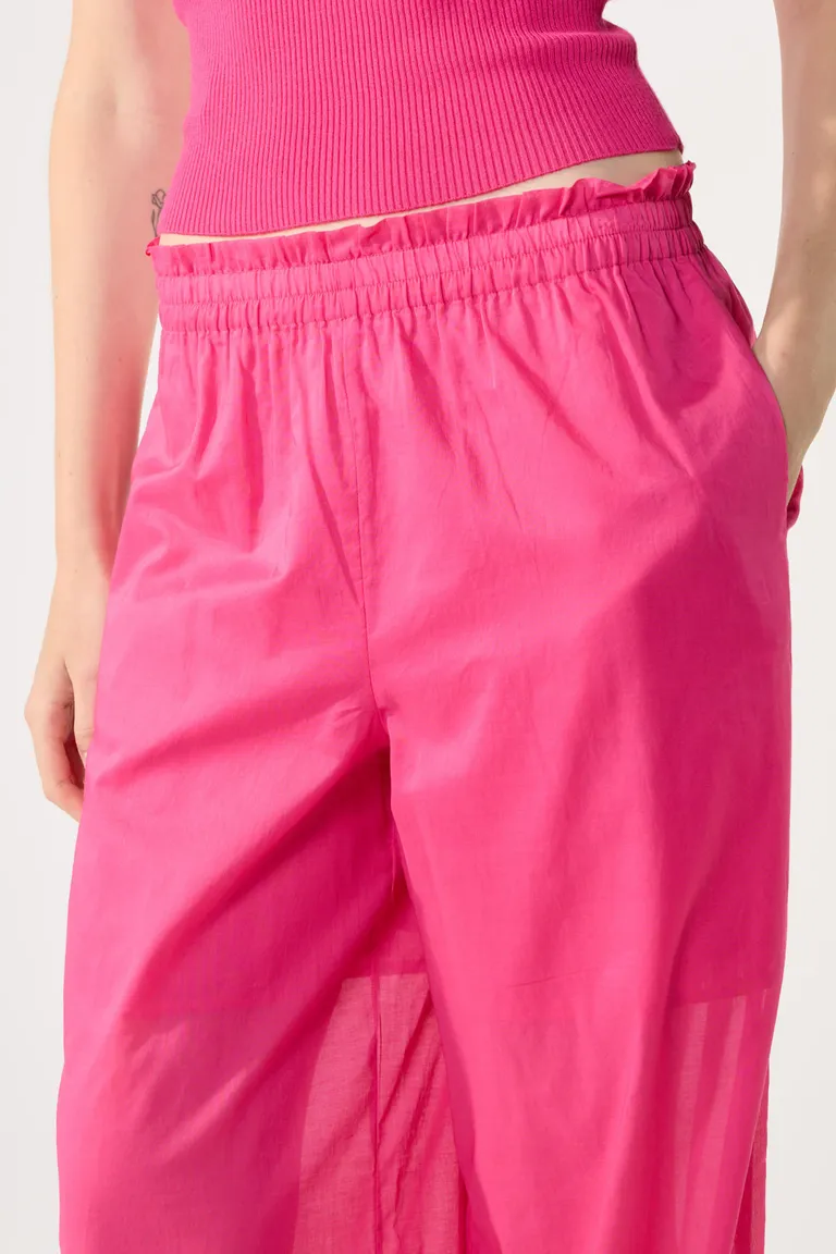 Pantalón de algodón con cintura elástica en color rosa intenso para mujer de Cuesta Blanca en Pantalones para argentina