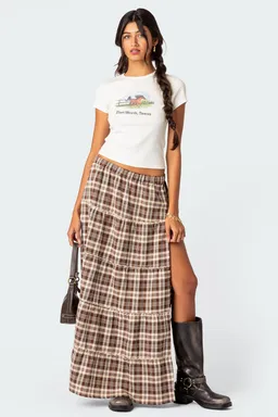 Maxi falda cuadros con abertura de Edikted en Faldas para argentina