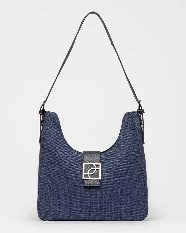 Bolso signature de canvas azul oscuro con herraje metálico y cierre seguro de Prüne en Bolsos y Carteras para argentina