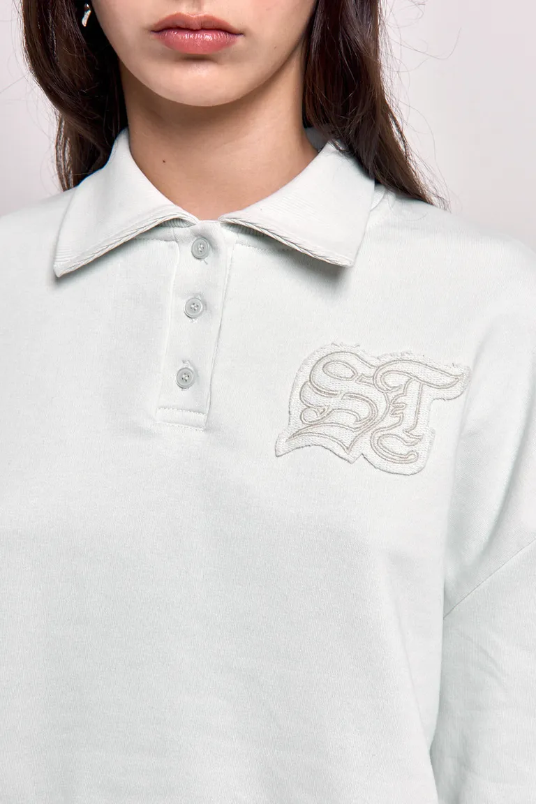 Buzo tipo chomba con cuello y parche bordado al frente de 47 Street en Buzos y Sweaters para argentina