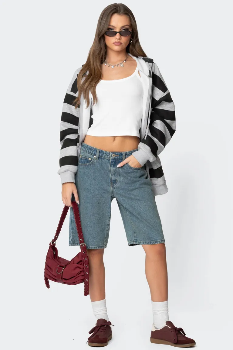 Bermudas denim tiro bajo oversized de Edikted en Shorts para argentina