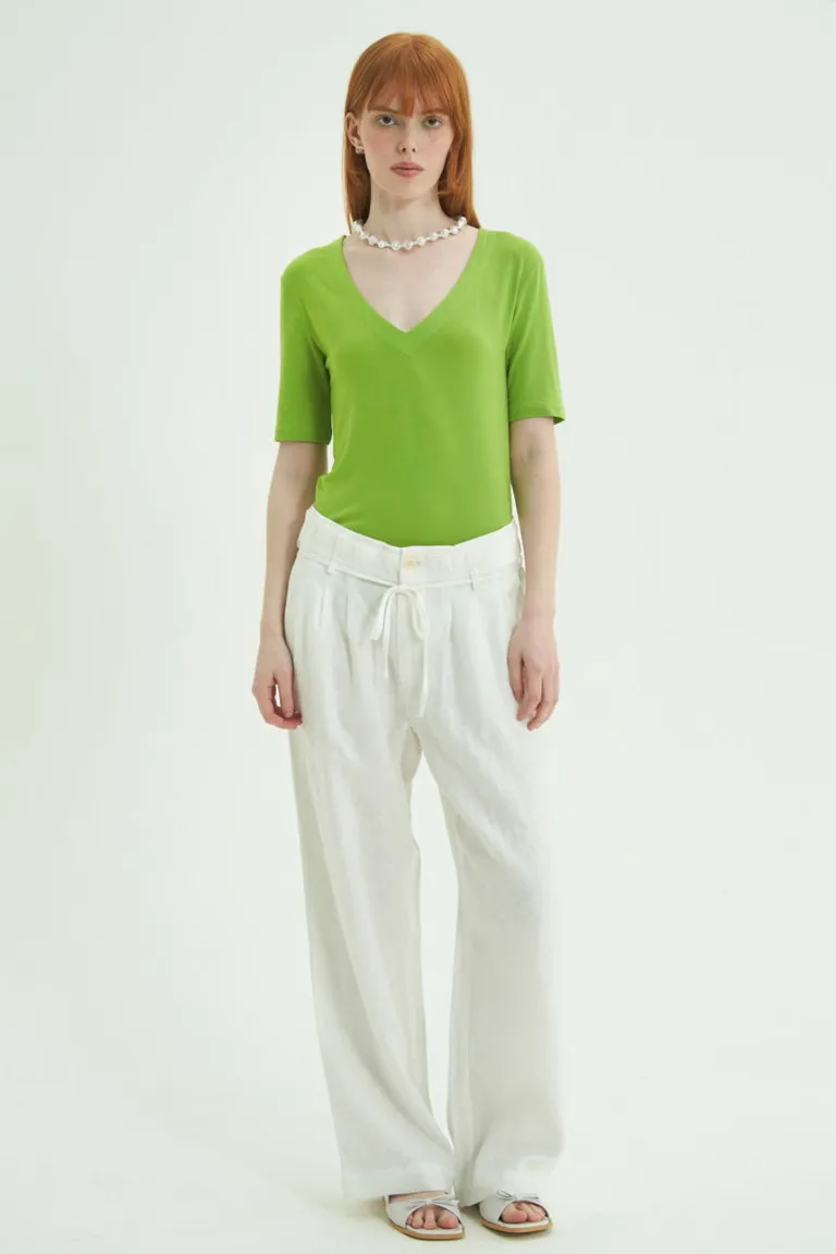 Pantalón de lino de corte recto y tiro medio para looks frescos y elegantes de Las Pepas en Pantalones para argentina