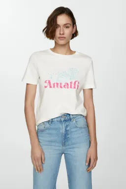 Remera algodón mensaje estampado de Mango en Remeras para argentina