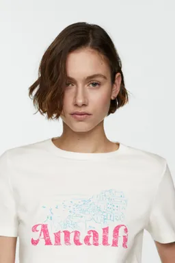 Remera algodón mensaje estampado de Mango en Remeras para argentina