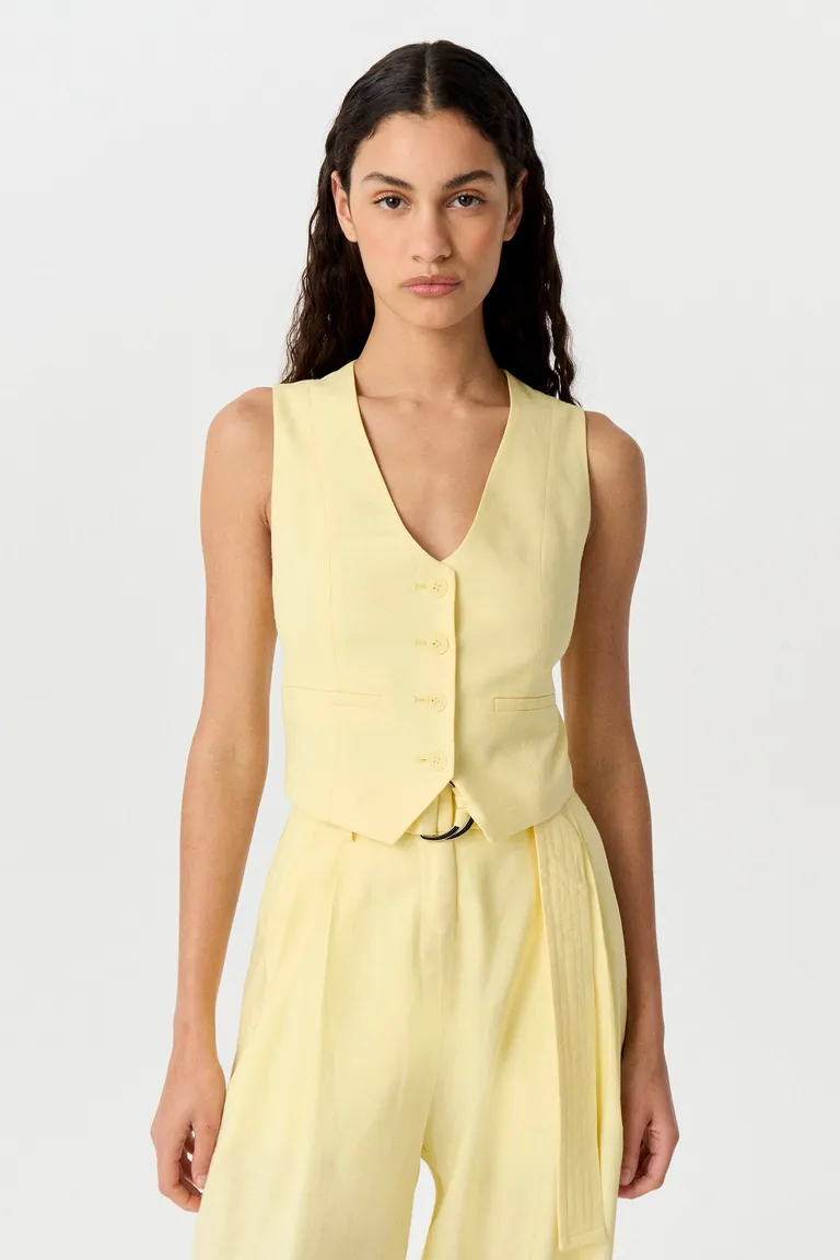 Chaleco de sastrería con escote en V y botones a tono veteado de Markova en Chalecos para argentina