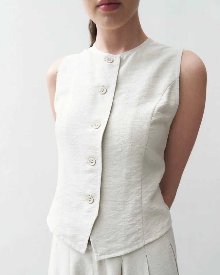 Chaleco de cuello redondo con cierre de botones - Elegante y versátil de Sky en Chalecos para argentina