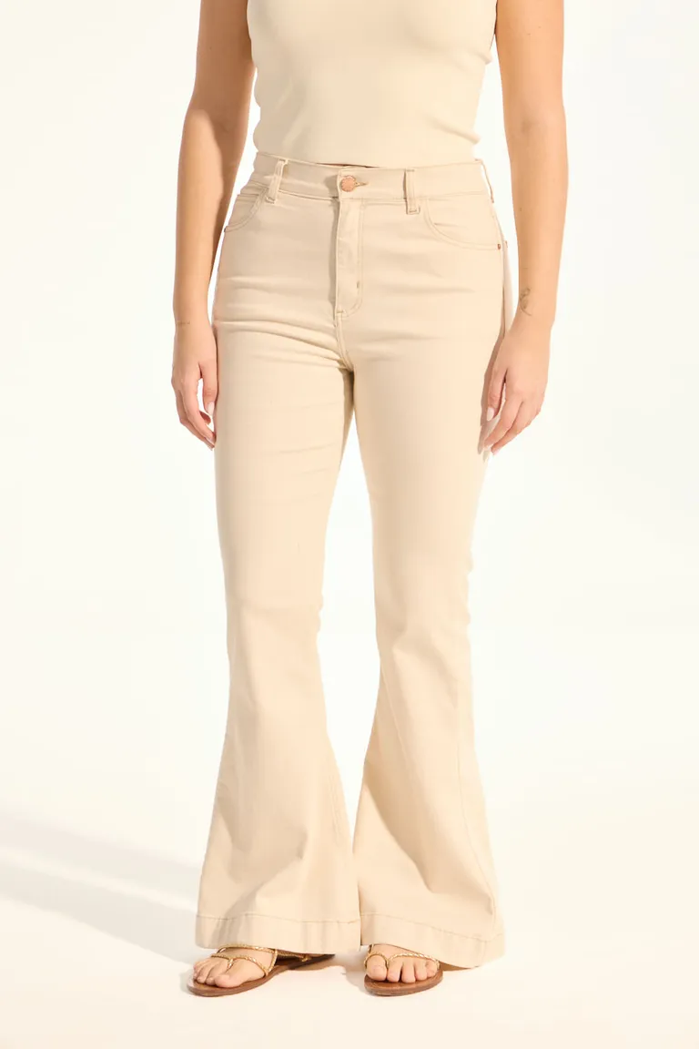 Pantalones Skinny Flare de Algodón en Tono Natural para Mujer de Portsaid en Pantalones para argentina