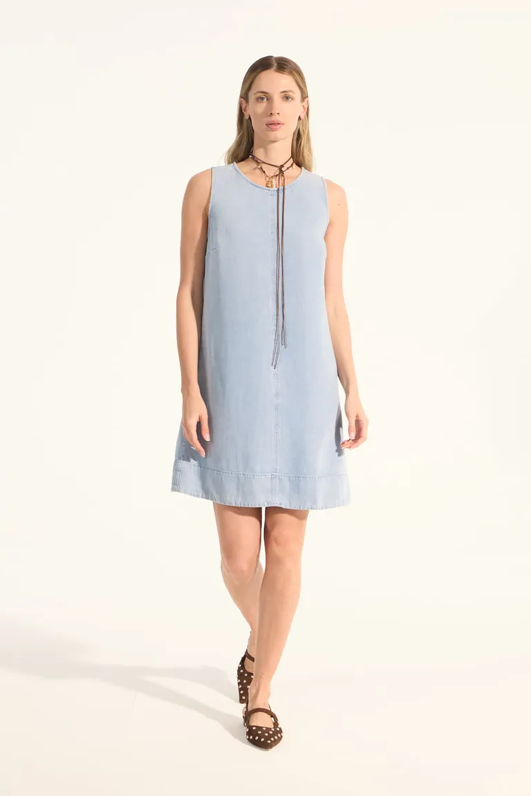 Vestido de corte recto y escote redondo en un cómodo y sostenible tejido tencel de Portsaid en Vestidos para argentina