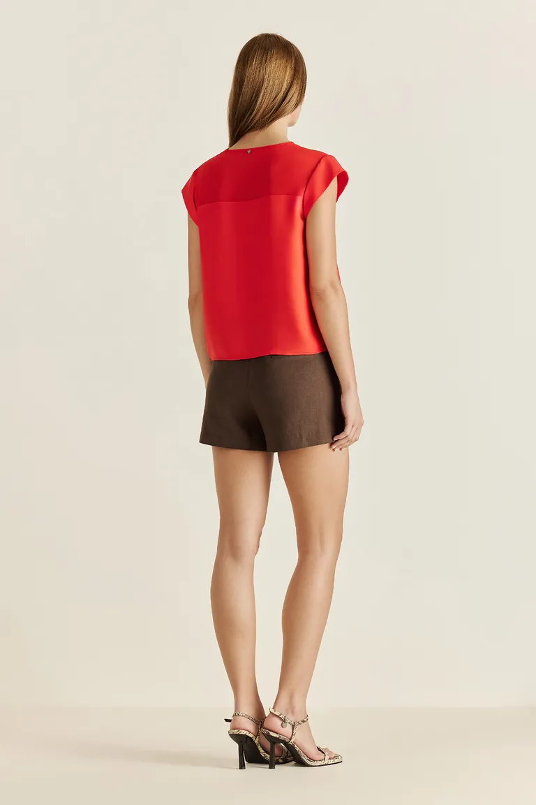 Top satinado con detalles traslúcidos, un básico elegante y versátil para el guardarropa femenino de Tucci en Tops para argentina