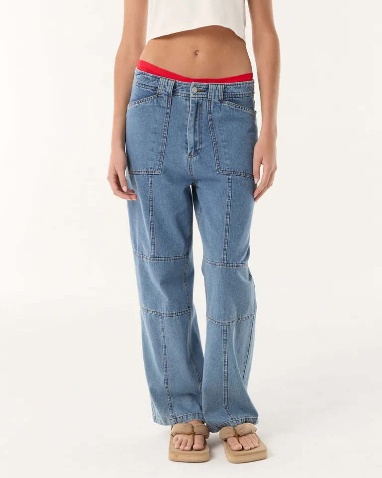 Pantalón de jean con bolsillos laterales y recortes en piernas de calce holgado de Furzai en Pantalones para argentina