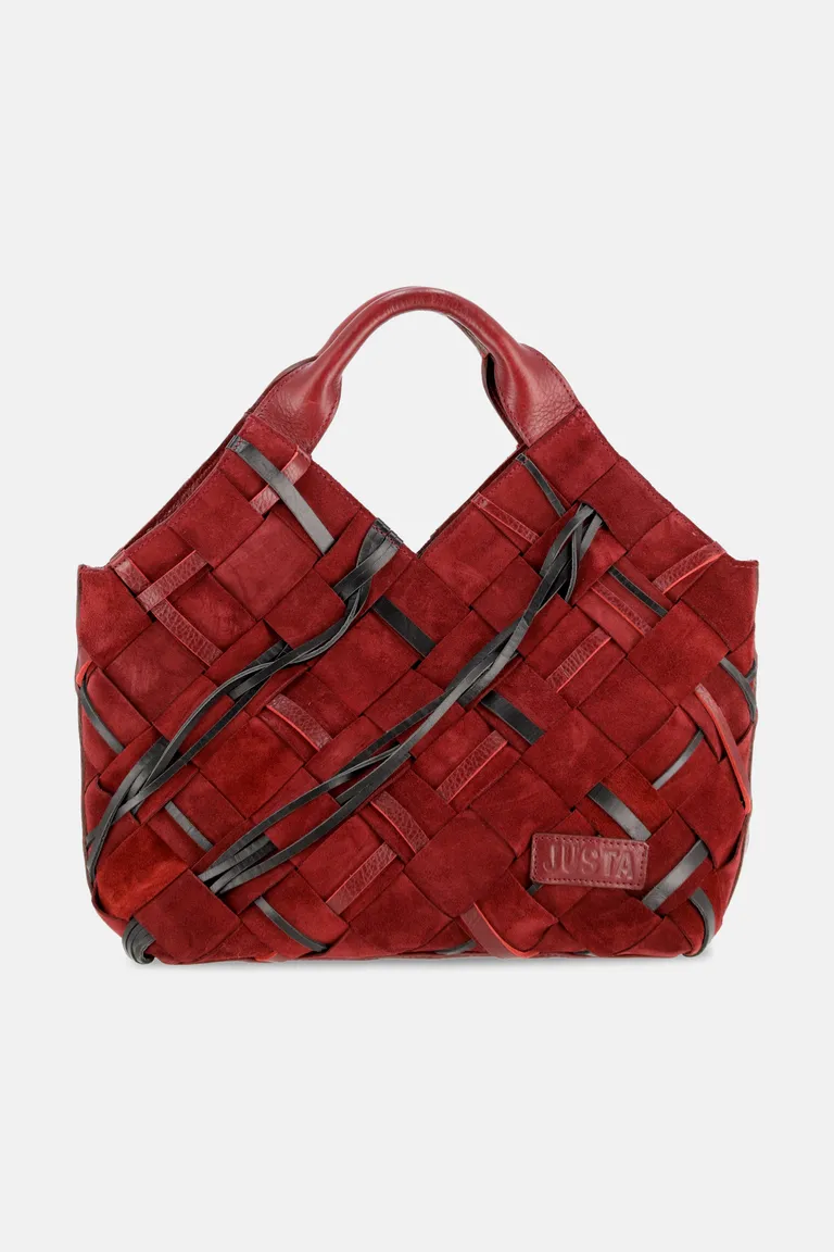 Cartera de cuero rojo con diseño entrelazado y correa larga desmontable de Justaosadia en Bolsos y Carteras para argentina
