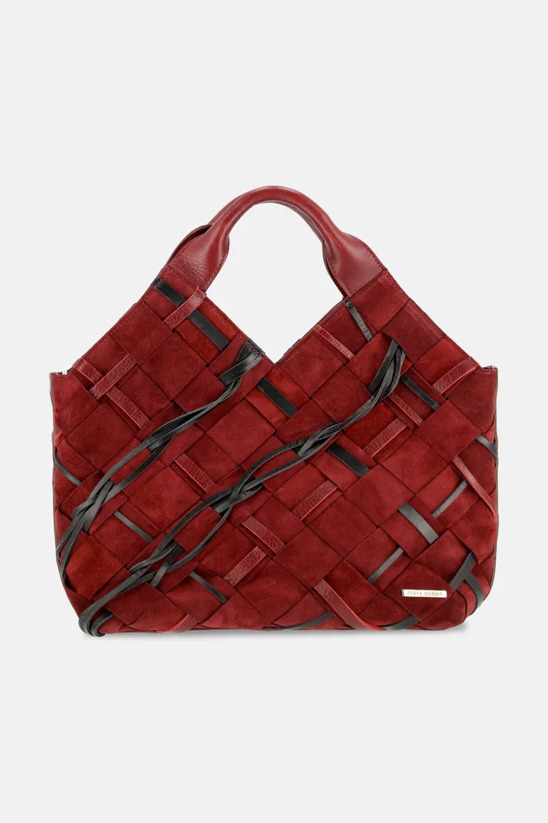 Cartera de cuero rojo con diseño entrelazado y correa larga desmontable de Justaosadia en Bolsos y Carteras para argentina