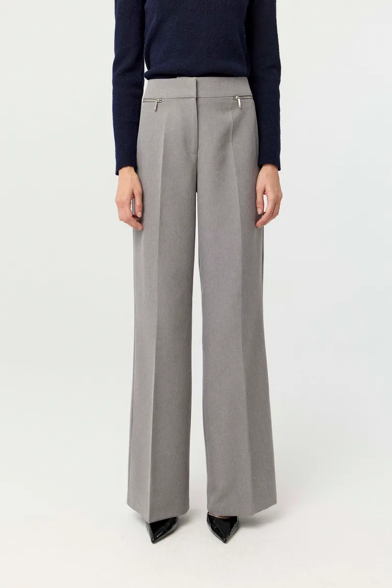 Pantalón de sastrería tiro alto con pierna ancha y bolsillos frontales con cierre de Markova en Pantalones para argentina