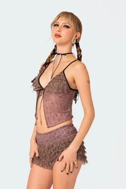 Musculosa floral con volados janis de Edikted en Tops para argentina