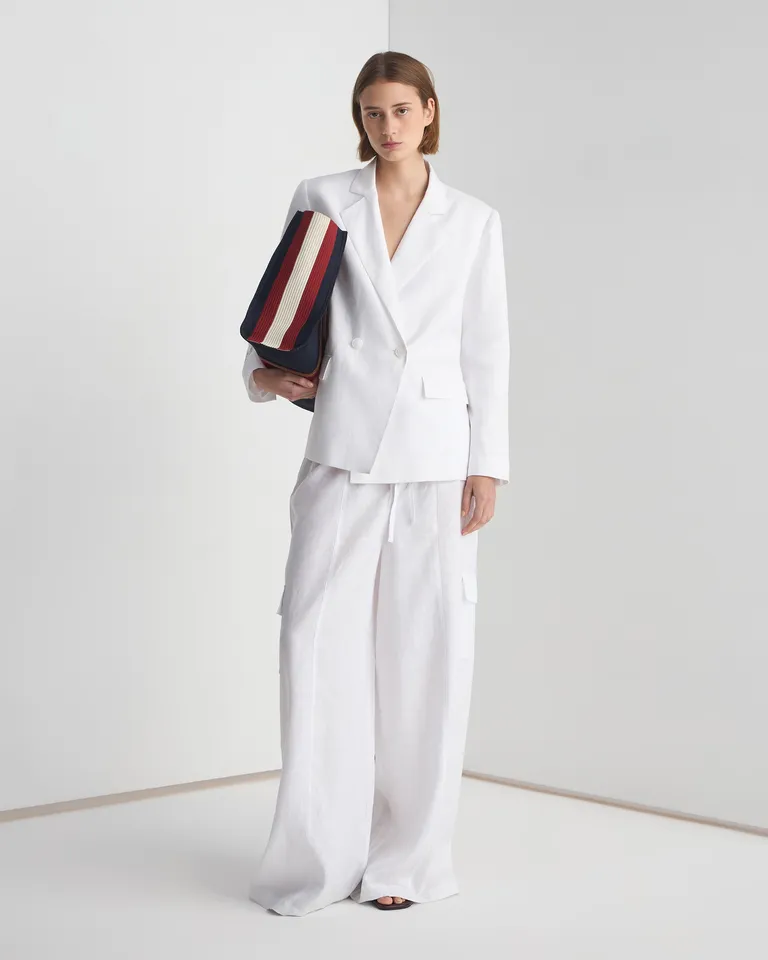 Pantalón amplio de lino blanco con cordón ajustable de Prüne en Pantalones para argentina