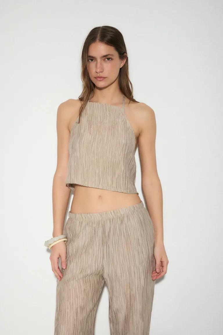 Top sin mangas de lino plisado para mujer de Audaz en Tops para argentina