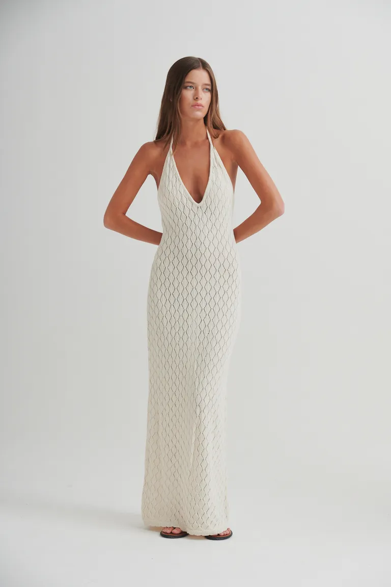 Vestido de algodón calado con diseño geométrico y corte largo y fluido de Sweet en Vestidos para argentina