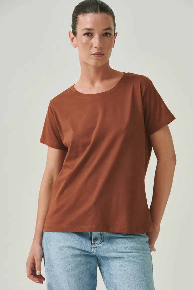 Remera clásica de algodón para mujer en tono naranja de Sweet en Remeras para argentina