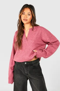 Sweater oversize cuello polo suave de Boohoo en Buzos y Sweaters para argentina