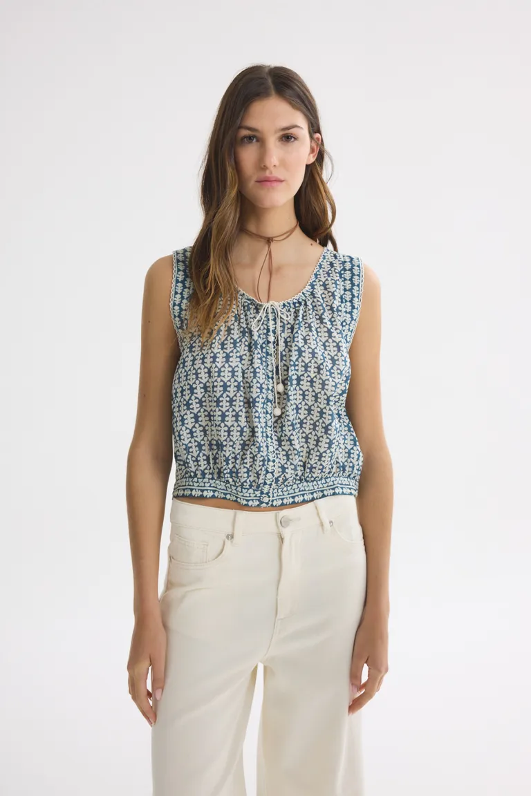 Blusa sin mangas con estampado geométrico para mujer de Akiabara en Blusas para argentina