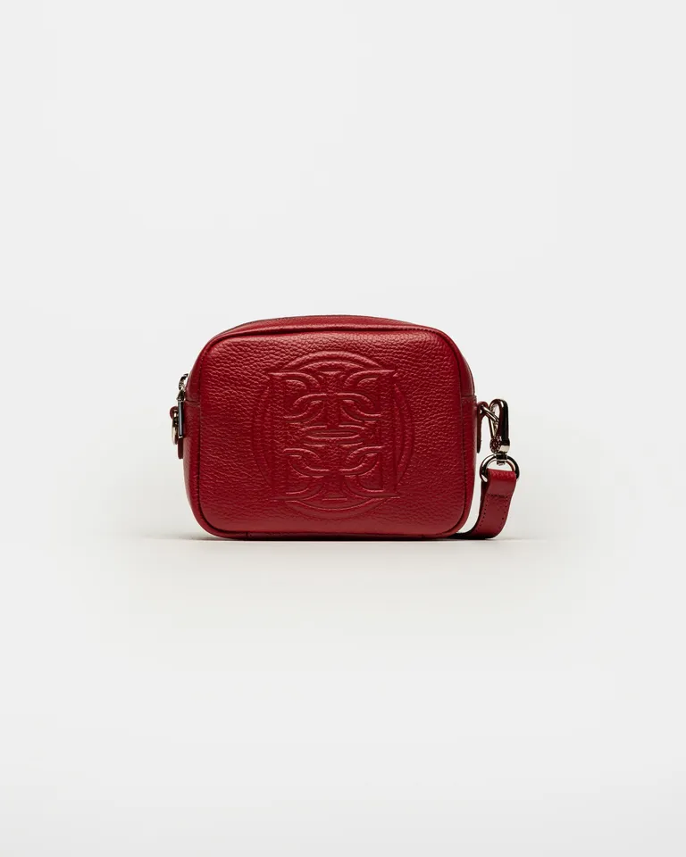 Bolso de Hombro de Cuero Graneado Rojo - Diseño Clásico y Elegante de Prüne en Bolsos y Carteras para argentina