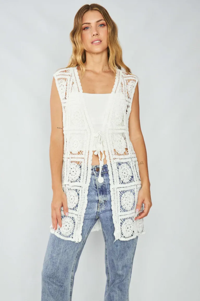 Chaleco de Crochet Tejido a Mano de Diseño Largo y Estilo Bohemio de Belle en Chalecos para argentina