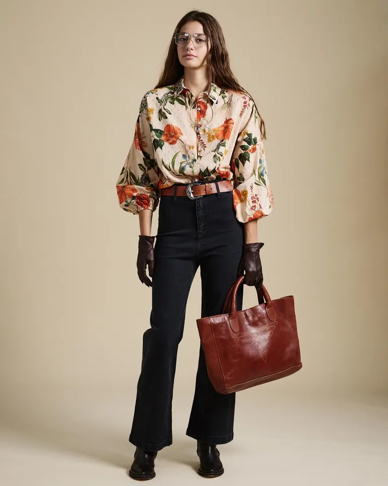 Camisa de mujer con mangas abullonadas y cierre de botones frontales de Wanama en Camisas para argentina