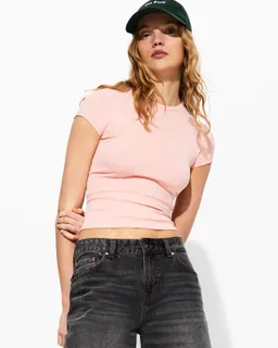 Remera cuello redondo manga corta de Bershka en Remeras para argentina