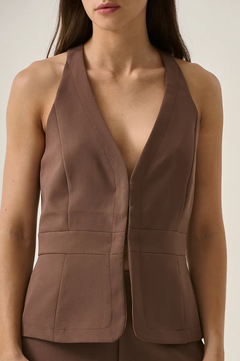 Chaleco caelum en tela sastrera de corte entallado y escote en V profundo de Sweet en Chalecos para argentina