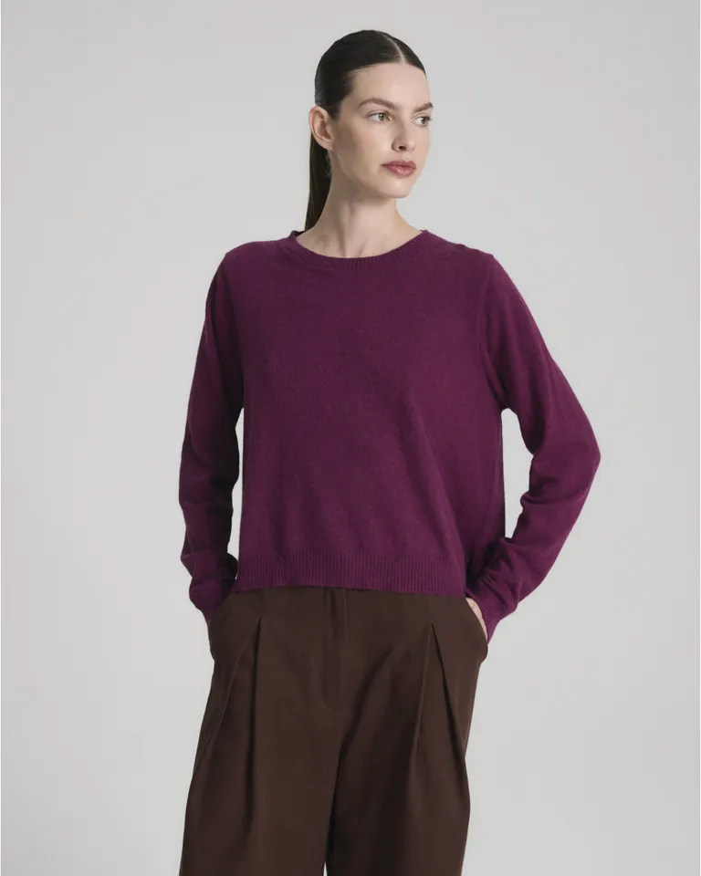 Sweater de calce holgado con cuello redondo y mangas largas de diseño clásico de Blue Sheep en Buzos y Sweaters para argentina