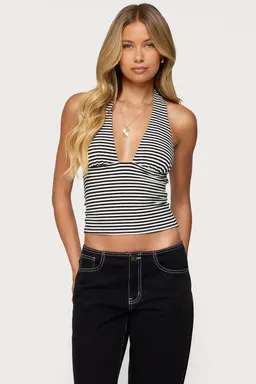Top halter rayado salvia de Edikted en Tops para argentina