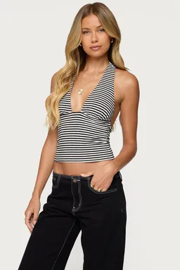 Top halter rayado salvia de Edikted en Tops para argentina