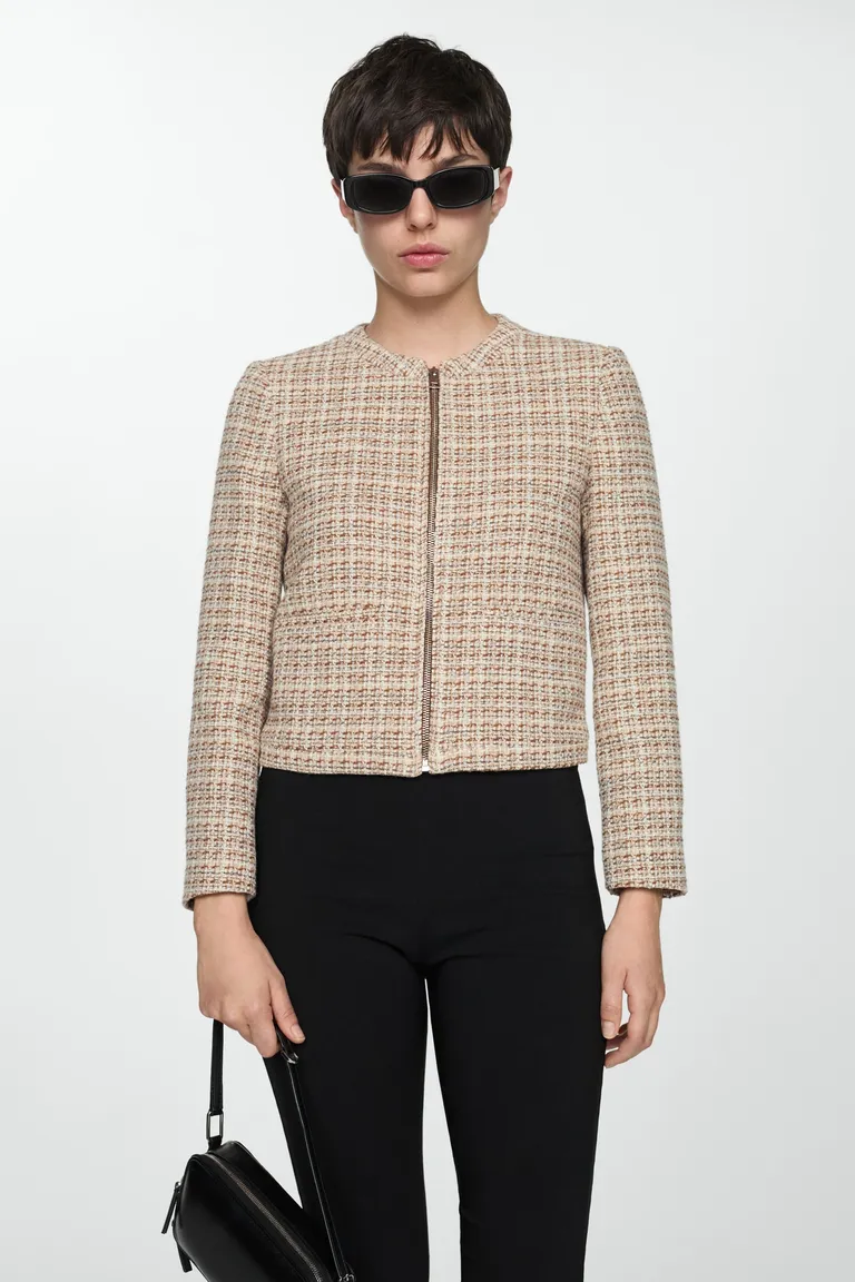 Chaqueta tweed con cremallera de Mango en Chaquetas para argentina