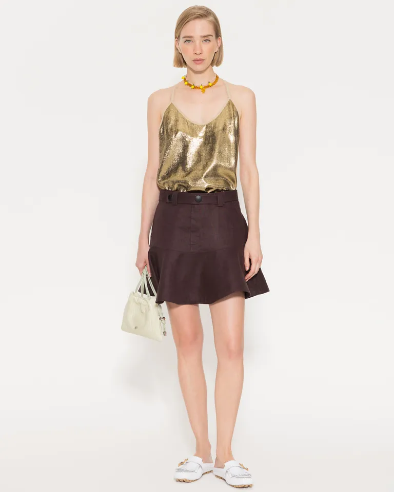 Top corto con breteles y flequitos cruzados en la espalda para mujer de Jazmin Chebar en Tops para argentina