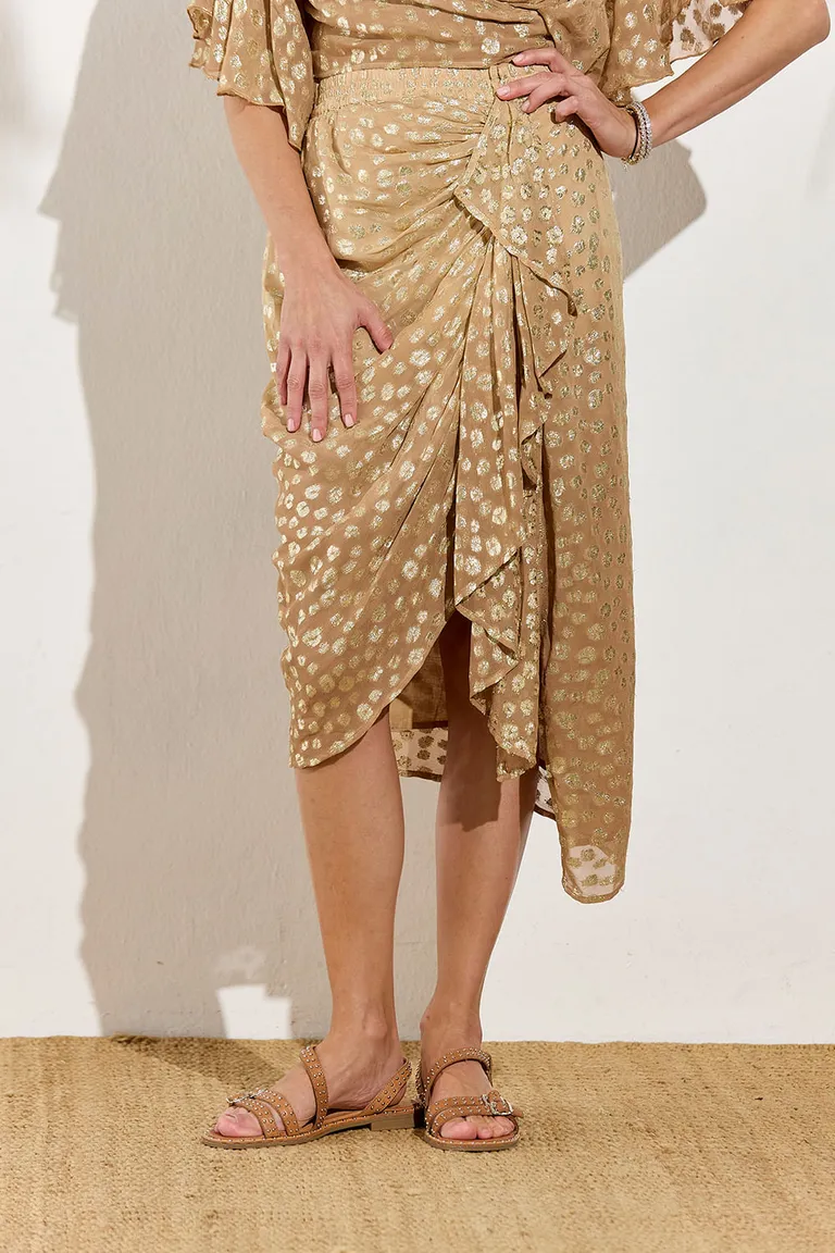 Falda midi drapeada con tajos laterales y cintura elástica de Indiastyle en Faldas para argentina