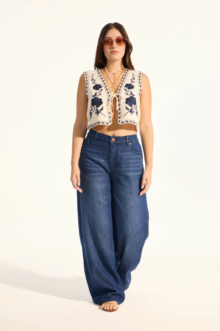 Jeans súper anchos de pierna ancha y tiro largo para mujer de Portsaid en Pantalones para argentina