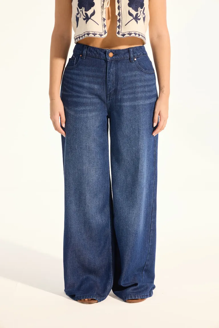 Jeans súper anchos de pierna ancha y tiro largo para mujer de Portsaid en Pantalones para argentina