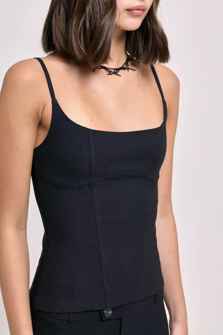 Top estilo corset con breteles finos ajustables y cierre trasero de 47 Street en Tops para argentina