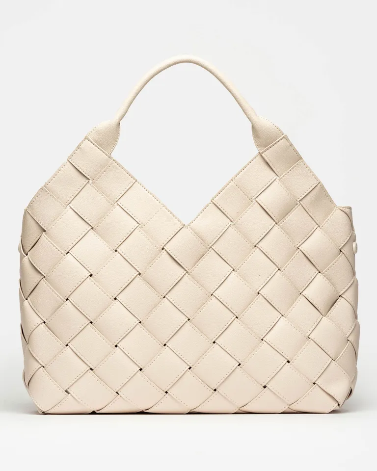Bolso Rivera de gran capacidad con diseño trenzado en efecto cuero beige de Prüne en Bolsos y Carteras para argentina