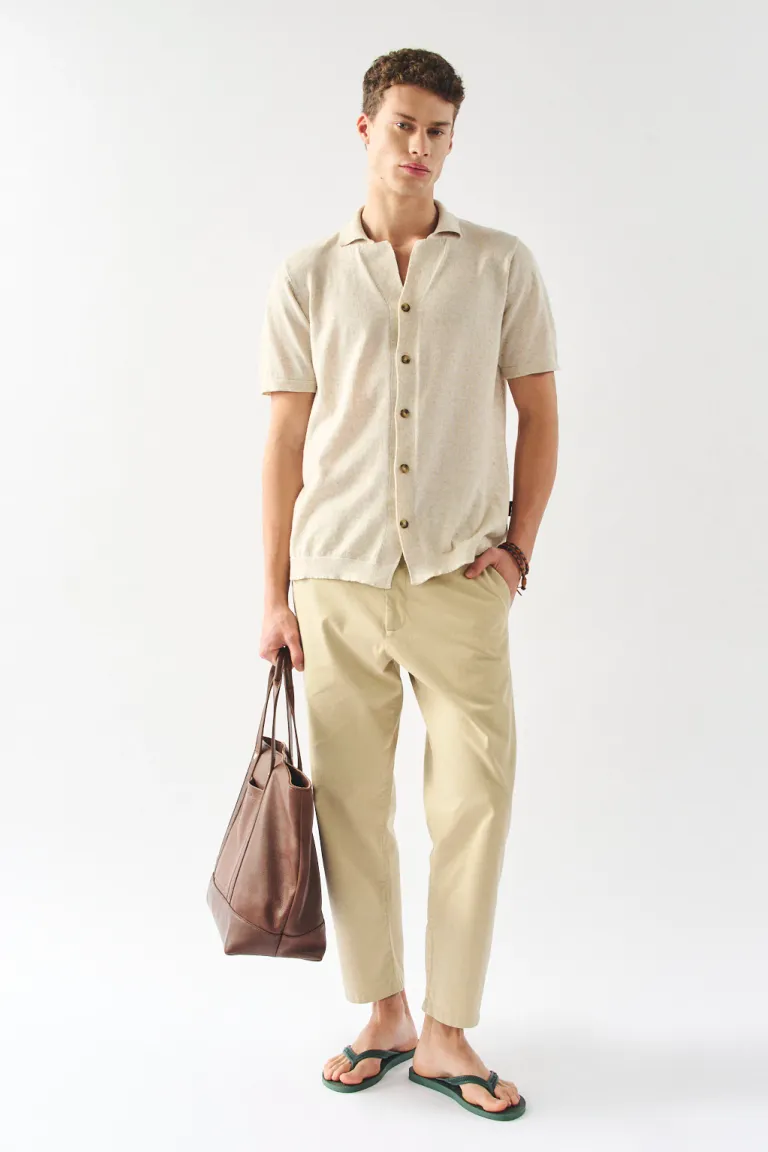 Suéter tejido de manga corta con detalles marmolados y diseño clásico de Bensimon en Buzos y Sweaters para argentina