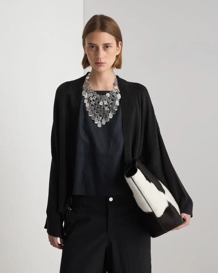 Kimono de lurex negro con diseño amplio y fluido para mujer de Prüne en Kimonos para argentina