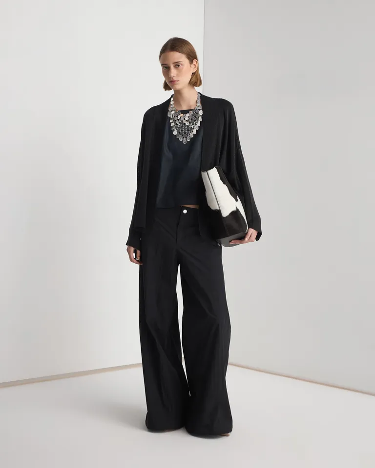 Kimono de lurex negro con diseño amplio y fluido para mujer de Prüne en Kimonos para argentina