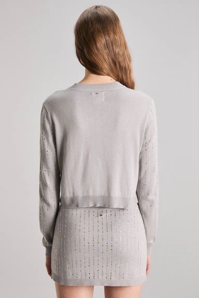 Cárdigan de punto gris con cierre y diseño exclusivo de Kosiuko en Buzos y Sweaters para argentina