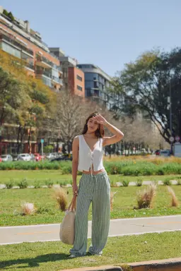 Pantalon lino rayado dona de Newliza en Pantalones para argentina